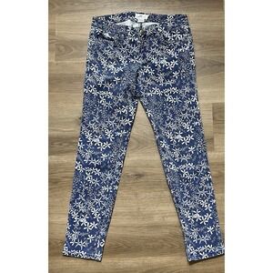 VINEYARD VINES Paddle Print Ankle Print Jeans Commodore Blue Ladies Size 0‎ EUC
